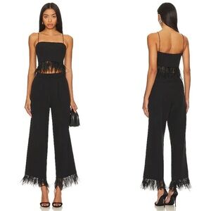 SAYLOR Messika Feather Suiting Top & Pants Two Piece Set Black Size Small NEW